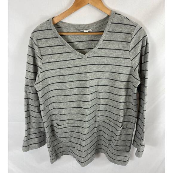 J Jill Striped V Neck Sweater Size Large - Picture 1 of 7